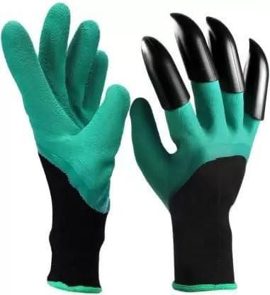The Gir Farmer best gloves for planting and weeding with green fabric and black claw tips for garden use