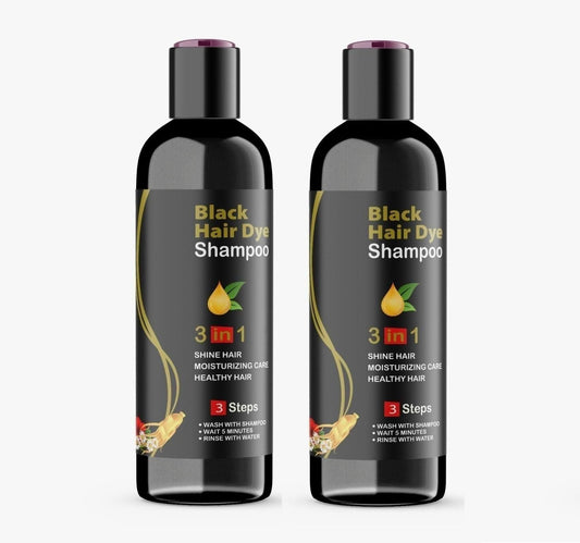 Black Hair Dye Shampoo 3 in 1 for men and women providing shine and moisturizing for healthy hair