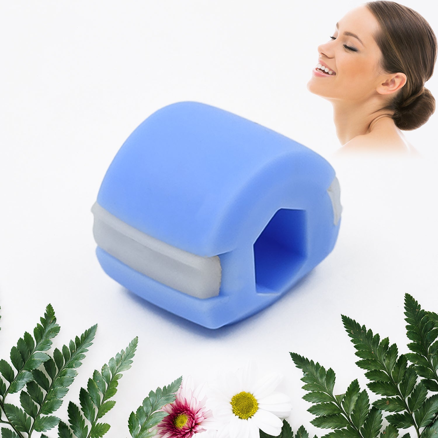 Blue mouth exerciser for jawline designed to strengthen facial muscles and enhance jaw definition