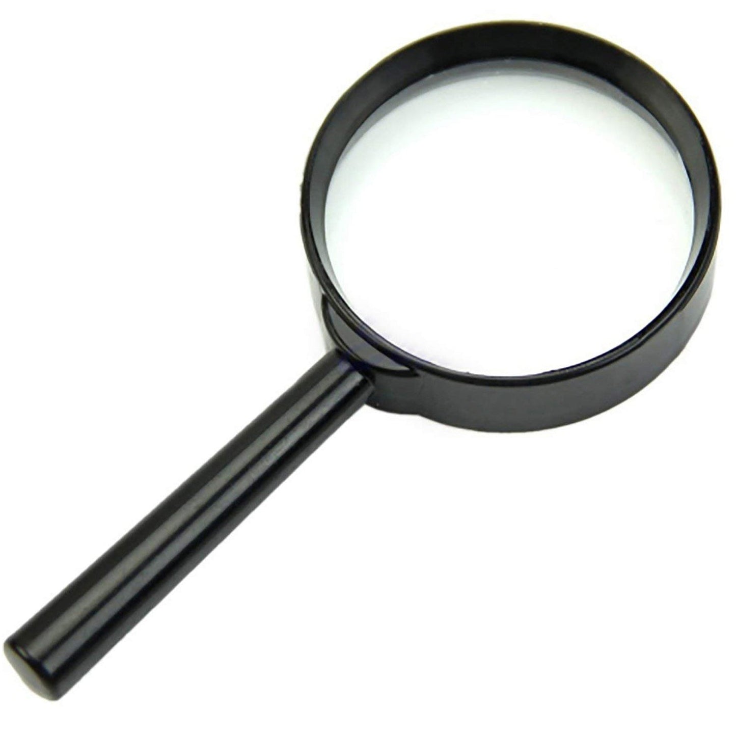 Breakage-proof magnifying glass for reading with a sturdy black handle for easy use