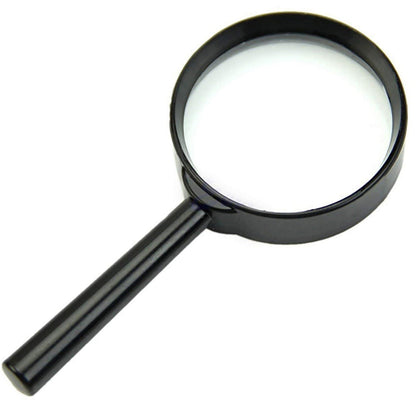 Breakage-proof magnifying glass for reading with a sturdy black handle for easy use