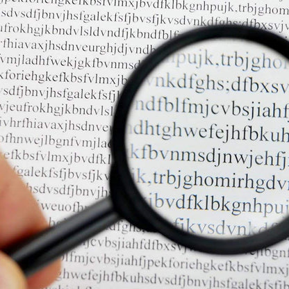 Breakage-proof magnifying glass for reading, enhancing text clarity with enlarged view