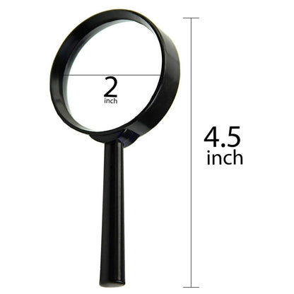 Breakage-proof magnifying glass for reading with a 2-inch lens and 4.5-inch handle