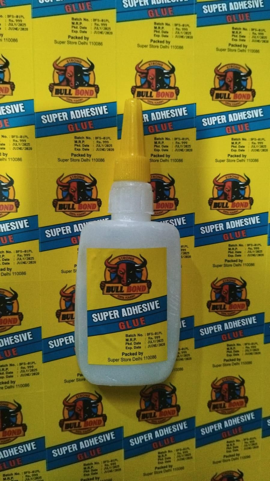 THE GIR FARMER Bull Bond super adhesive glue bottle with yellow cap and label strong bonding glue for home use