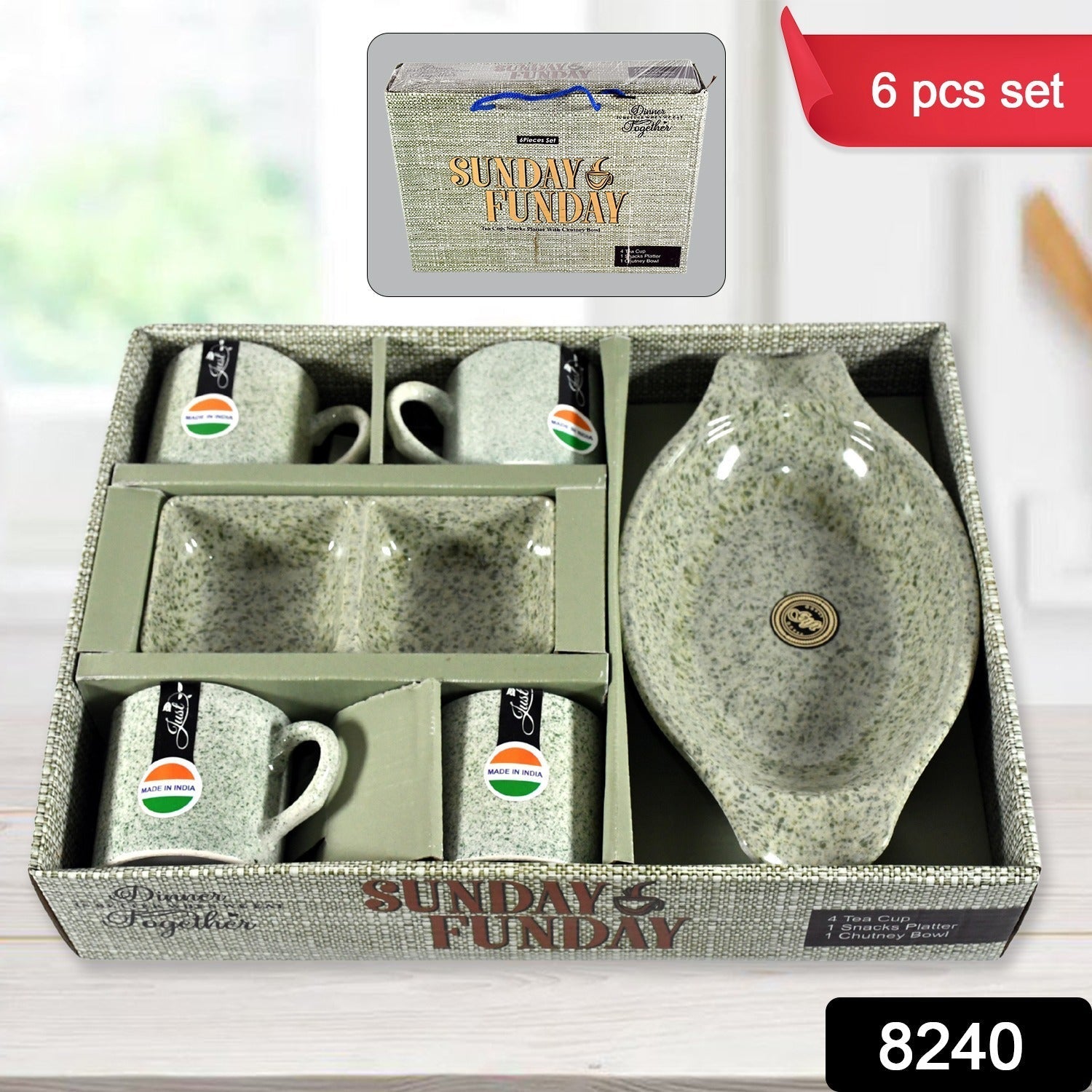 Sunday Funday 6-Piece Tea Set – Platter & Dual Bowl Your Brand