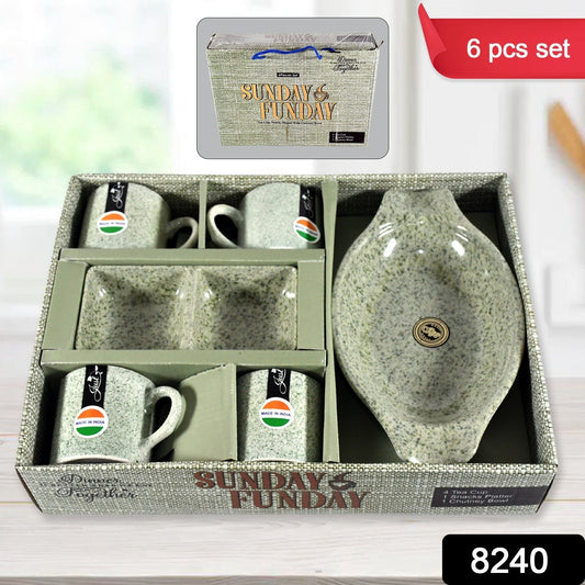 Sunday Funday 6-Piece Tea Set – Platter & Dual Bowl Your Brand