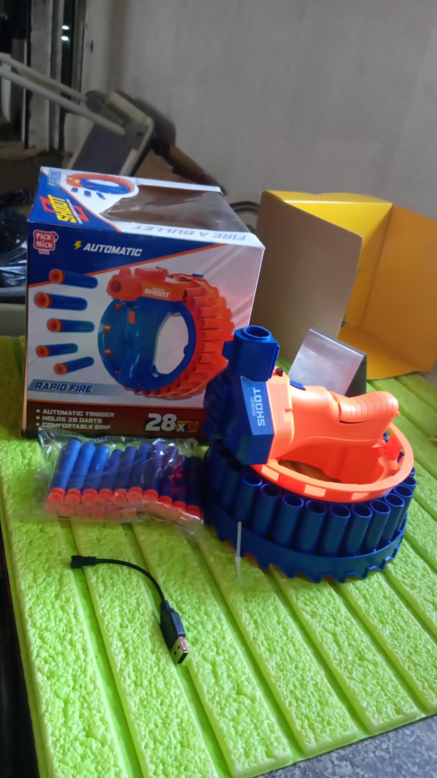 Amazing Toy Gun, Electric Gun for Children, 28 Soft Bullets for Youth Safety, Children's Electric Hand Ring Wheel Soft Bullet Gun, Gift Toys Your Brand