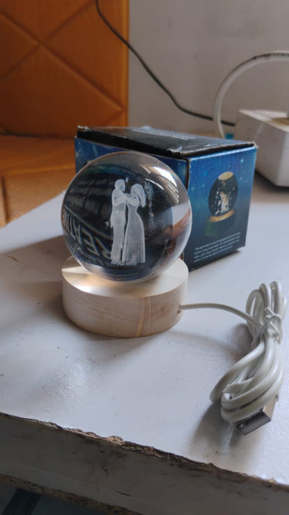 3D Crystal Ball lamps With Base (1 Pc) Your Brand