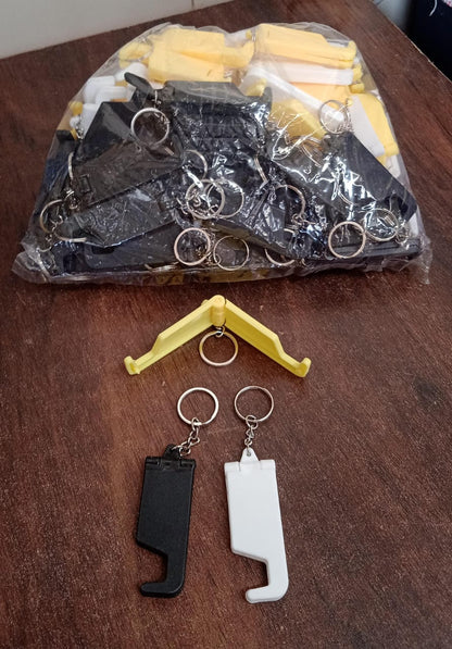 2 in 1 Plastic Keychain with Mobile Stand / Phone Holder (100 Pcs Set / Multicolor) Your Brand