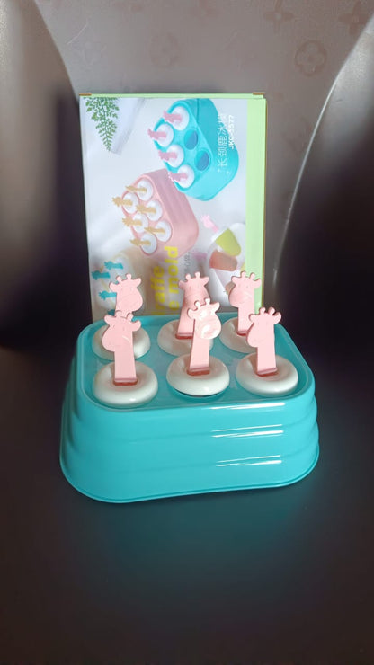 6 Cavity sicle Molds Plastic Giraffe shape Ice Moulds (1 Pc) Your Brand