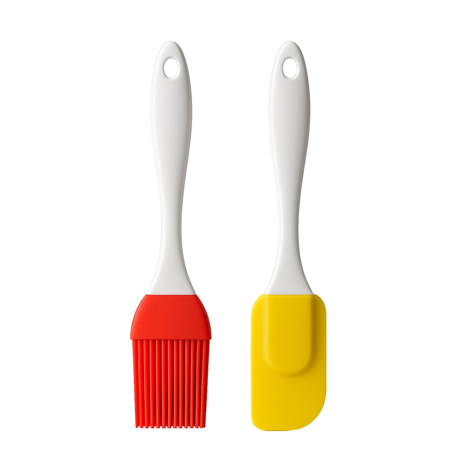Your Brand Cake Decorating Spatula and Pastry Brush Set featuring vibrant red and yellow silicone tools