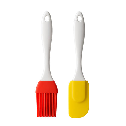 Your Brand Cake Decorating Spatula and Pastry Brush Set featuring vibrant red and yellow silicone tools