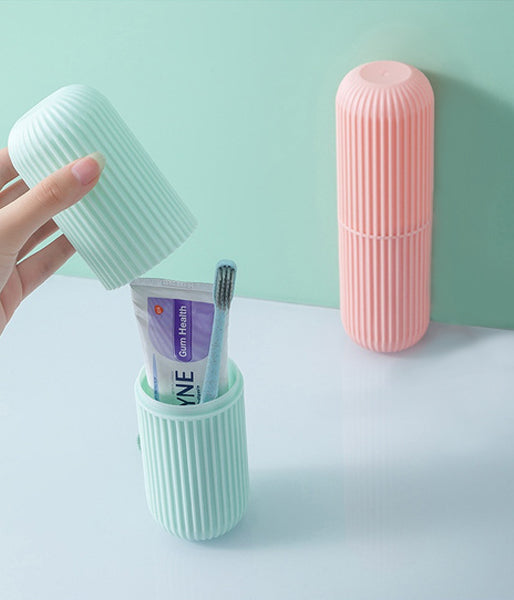 Capsule bottle portable storage in mint green and pink for organizing small items at home