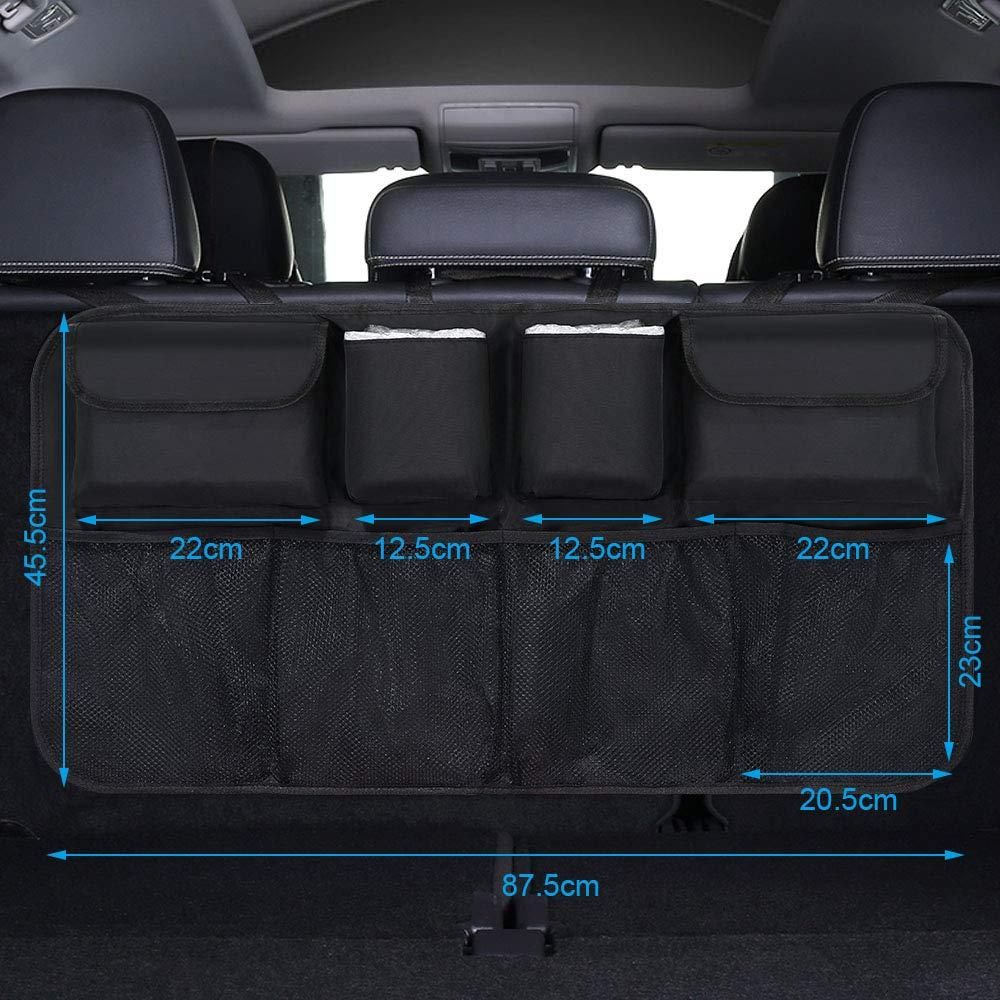 Black car back seat organizer with multiple pockets for optimal storage in your vehicle
