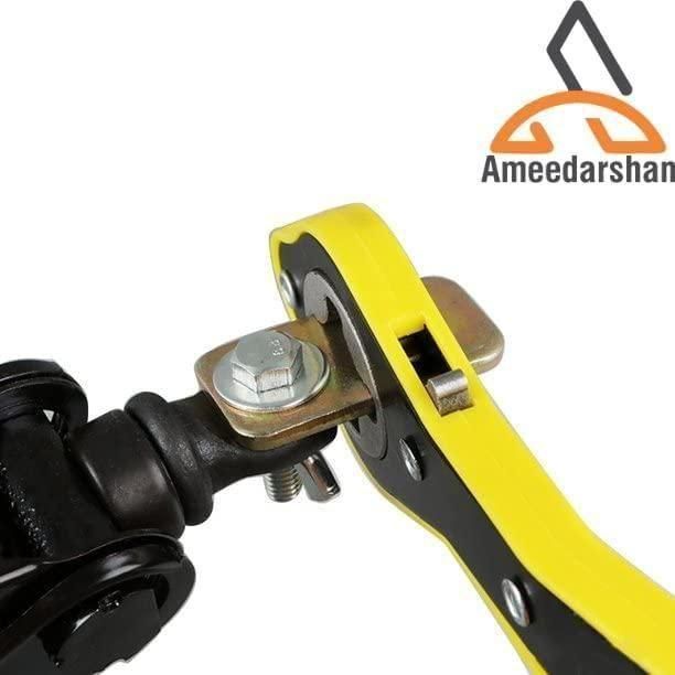 Close-up of a car jack and lug wrench set showing detailed mechanism for easy tire changes