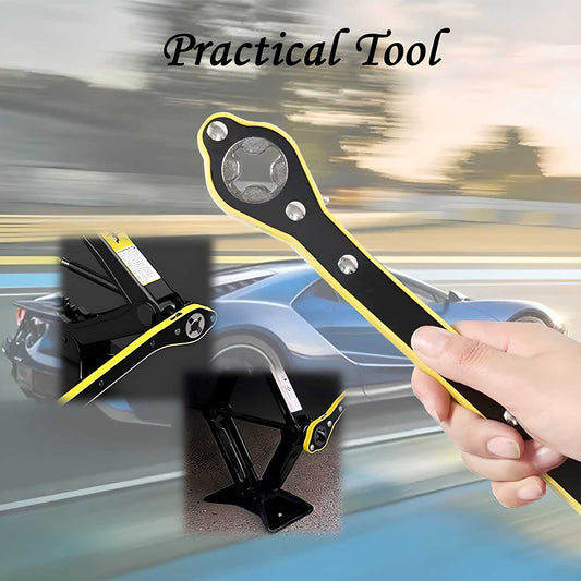 Durable car jack and lug wrench set for easy tire changes and maintenance on vehicles
