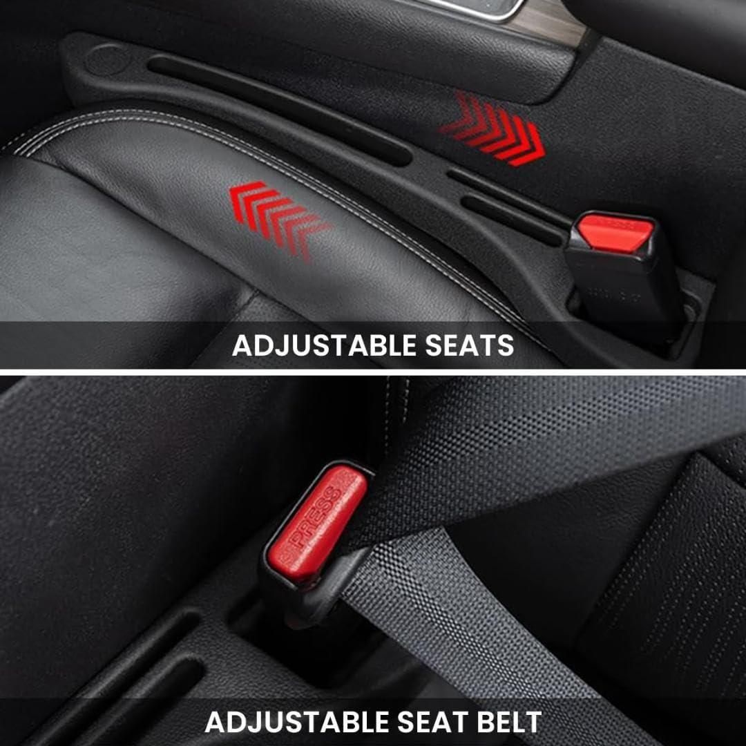 Adjustable car seat gap filler designed to prevent items from falling between seats