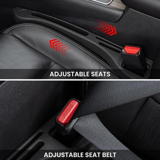 Adjustable car seat gap filler designed to prevent items from falling between seats