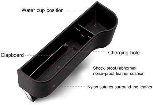 Car seat gap organizer with water cup position and charging hole for convenient storage in vehicles