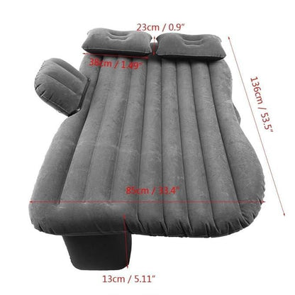 Car travel air mattress in gray with comfortable design for backseat use during long journeys
