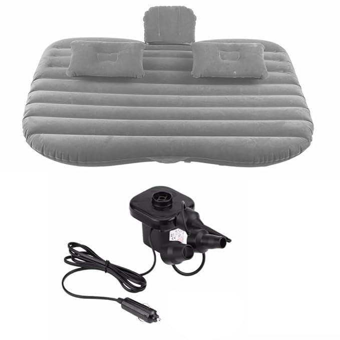 Car travel air mattress with two pillows and electric pump for comfortable road trips