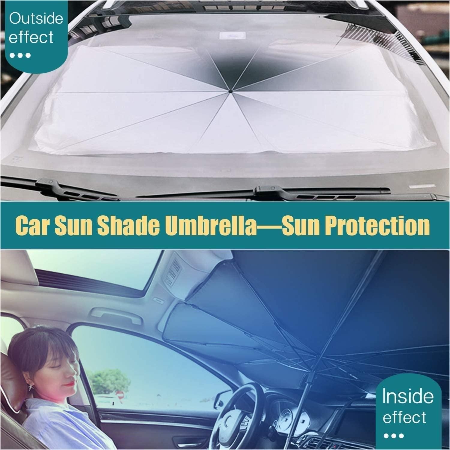 Car windshield sun shade umbrella providing effective sun protection for vehicles