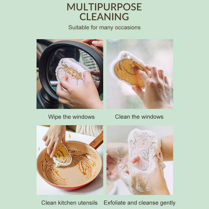 Multipurpose cleaning with cartoon wood pulp dish sponge for windows and kitchen utensils