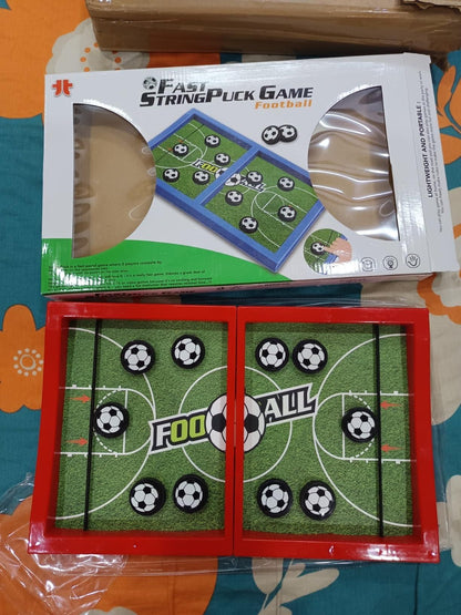 Fast String Puck Game Football with soccer field design for kids, ideal for family fun and playtime