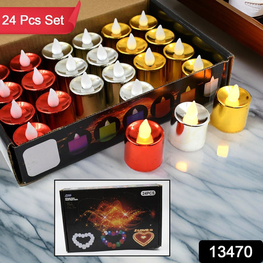 Electrical Candles Diya LED Tea Light, Plastic Candle Light Candle Candle, Diwali (24 Pc Set) Your Brand