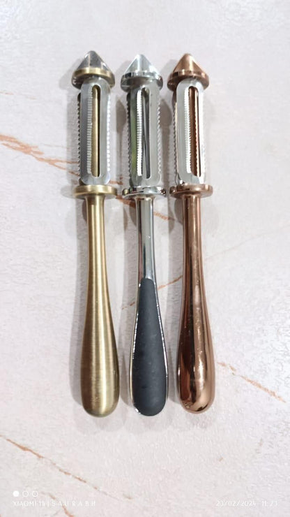 THE GIR FARMER vegetable and fruit peeler set three metal swivel peelers with gold silver and rose gold handles
