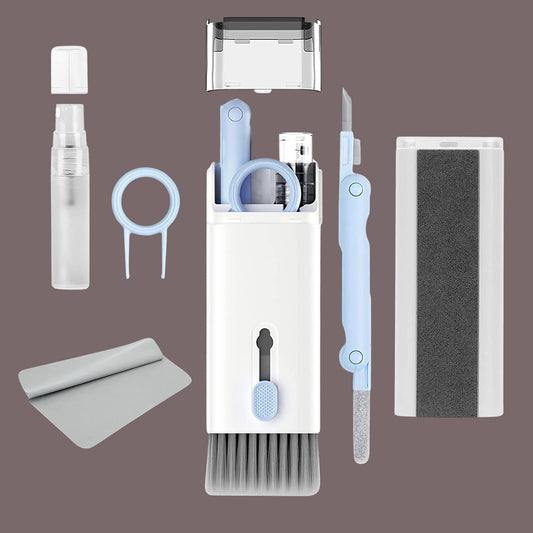 7 in 1 electronic cleaner kit with brush, spray bottle, and cleaning tools for efficient device maintenance