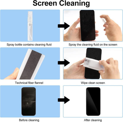 7 in 1 electronic cleaner kit for effective screen cleaning with spray and fiber flannel