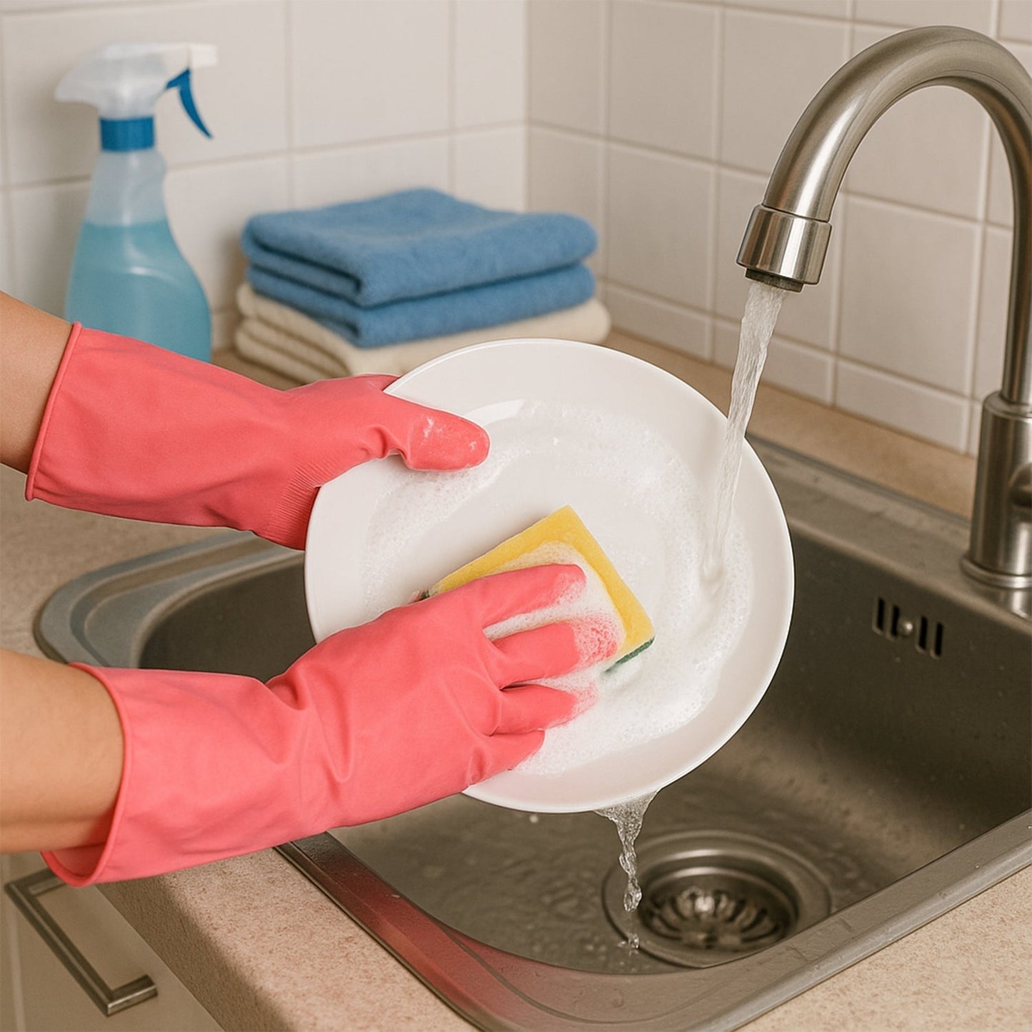 Reusable Waterproof Household Cleaning Gloves (45gm / 1 Pair) Your Brand