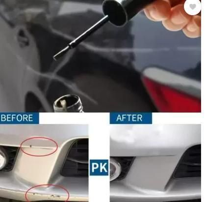 Car paint scratch remover showing applicator with before and after results for effective scratch repair