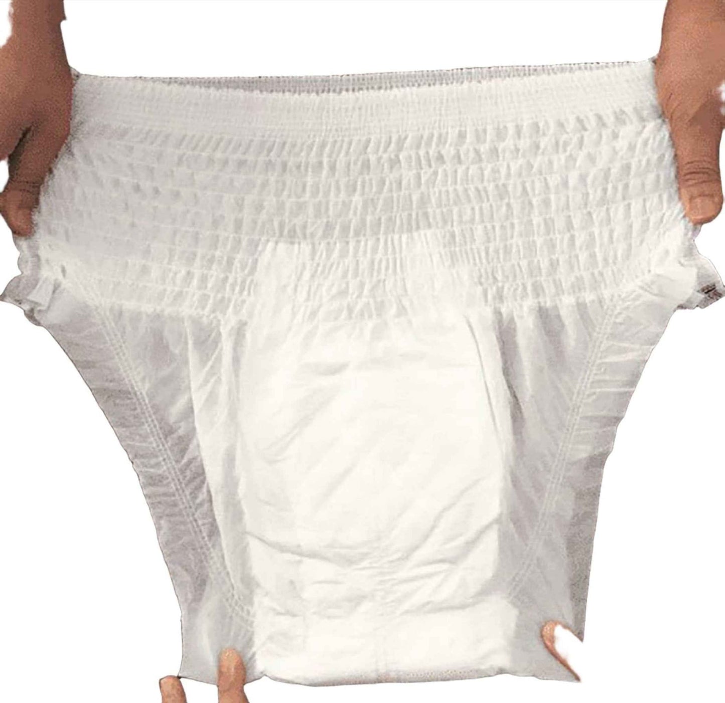 Soft and breathable white diaper, designed as comfortable adult diapers for seniors with stretchy sides for easy wear