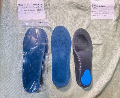 Dynamic foot correction insoles in blue for flat feet offering comfortable support and cushioning