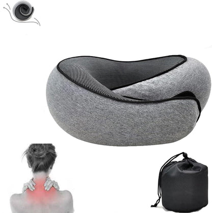 THE GIR FARMER gray memory foam travel neck pillow for adults with breathable lining and storage bag