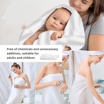 Compressed bath towel tablets for adults and children, featuring soft and chemical-free fabric