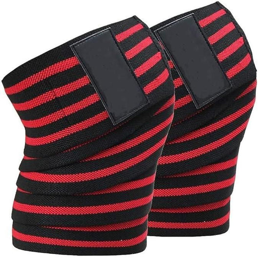 The Gir Farmer Compression Knee Wraps for Support in Red and Black Stripes for Enhanced Stability
