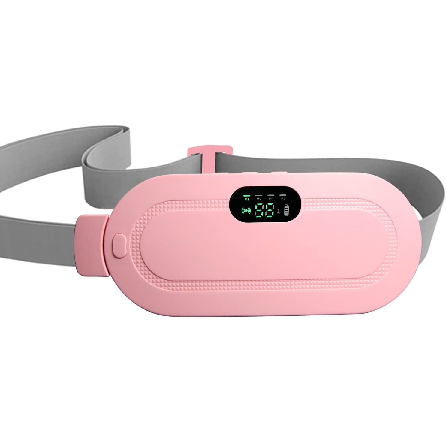 cordless heating pad for period cramps in pink with adjustable strap for comfort