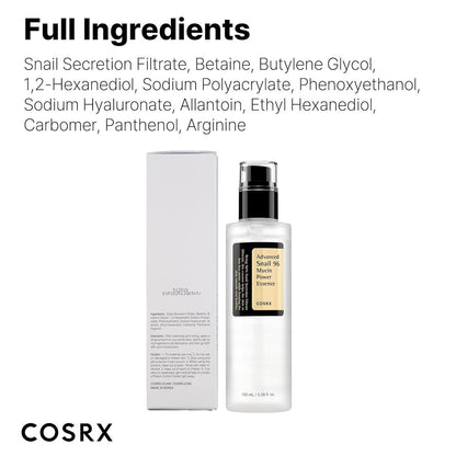 COSRX Advanced Snail 96 Full Ingredients including snail mucin power essence for skin hydration