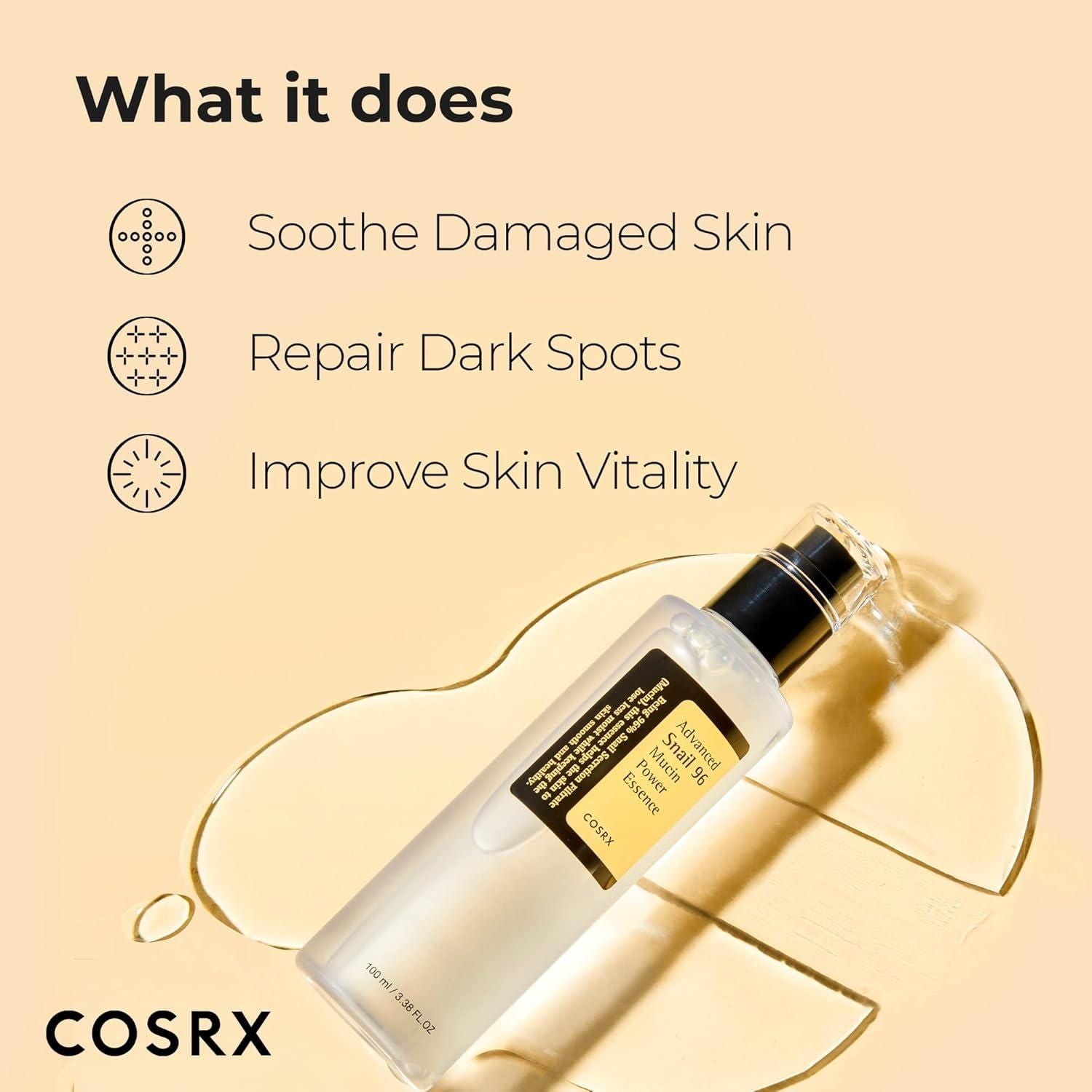 COSRX Snail Mucin Power Essence for soothing damaged skin and improving skin vitality