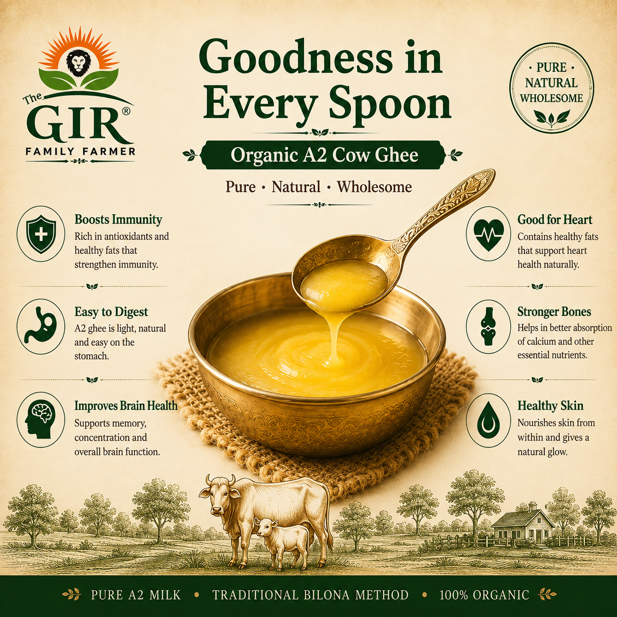 A2 Gir Cow Ghee | Organic Bilona Ghee | The Gir Farmer