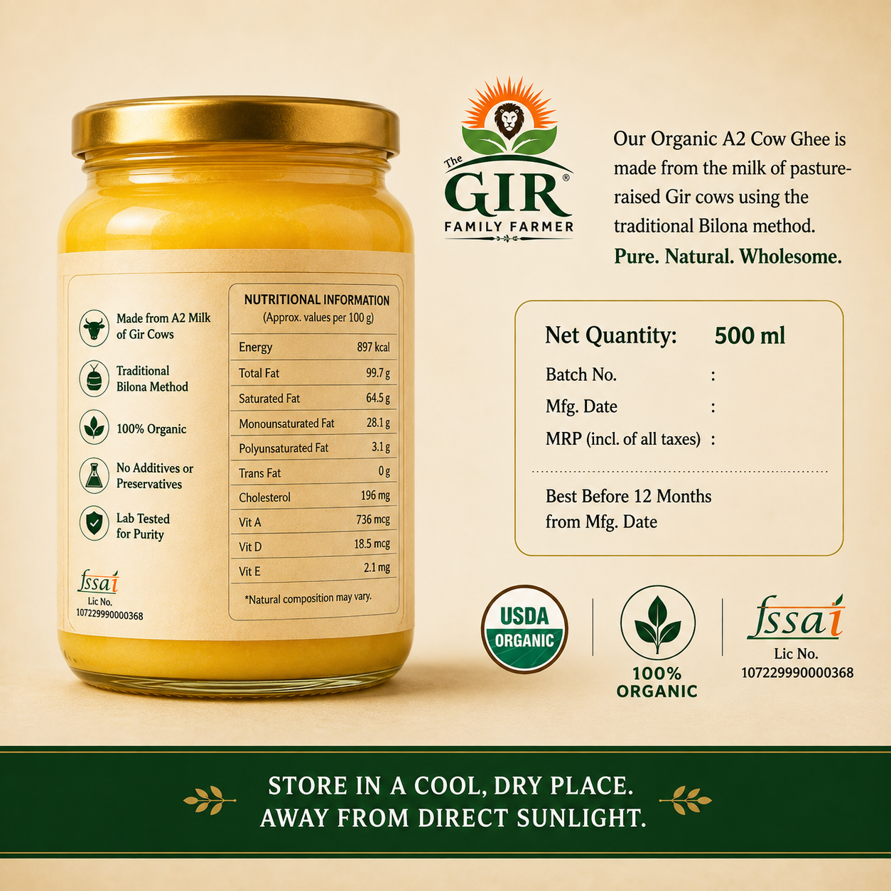 A2 Gir Cow Ghee | Organic Bilona Ghee | The Gir Farmer