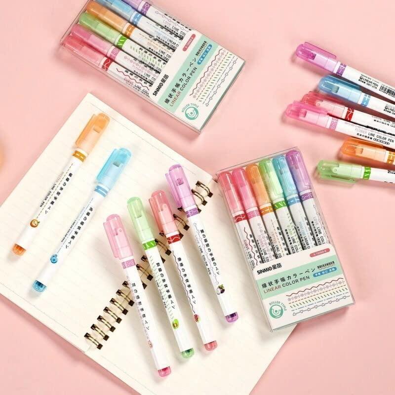 Set of curve shape highlighter pens in various colors, perfect for creative note-taking and highlighting