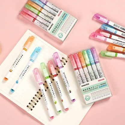 Set of curve shape highlighter pens in various colors, perfect for creative note-taking and highlighting