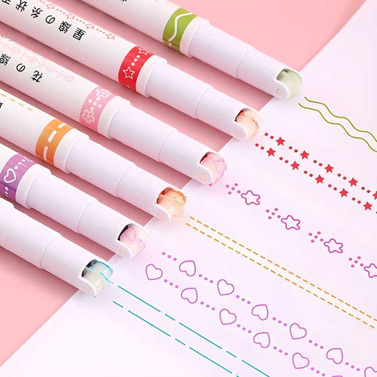 Colorful curve shape highlighter pens in various pastel shades for creative art projects
