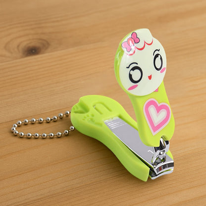 Cute cartoon nail clipper in bright green with a smiling character design for easy nail care