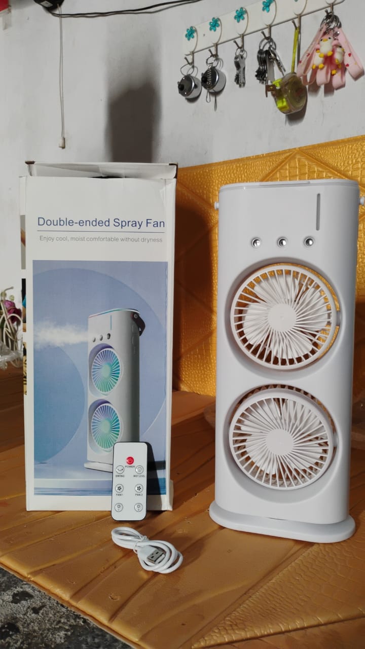 Electric Fan Desktop Double-Head Powerful Air Cooler (1 Pc / With Remote / Plug and Play) Your Brand