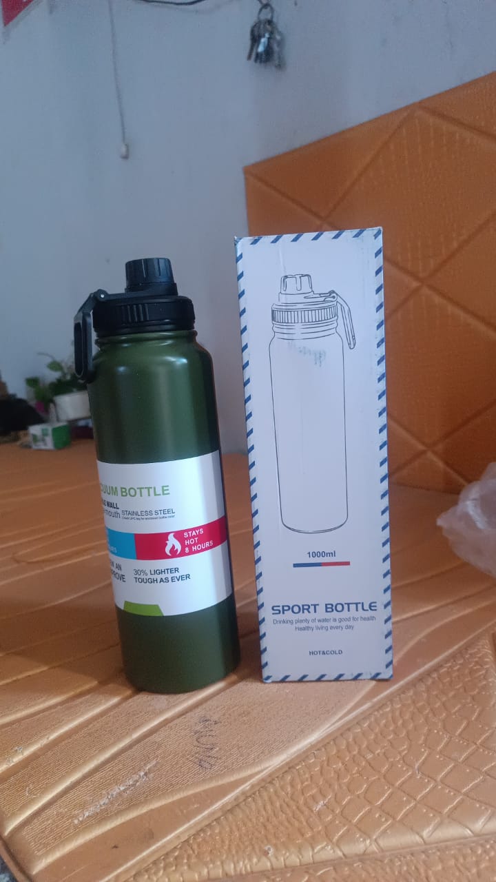 Stainless Steel Double Wall Vacuum-Insulated Drink Water Bottle (1000 ML / Mix Color) Your Brand